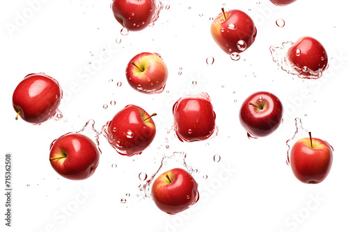 Red apple falling into water