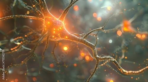 Illustration of neural chains working in human brain. photo