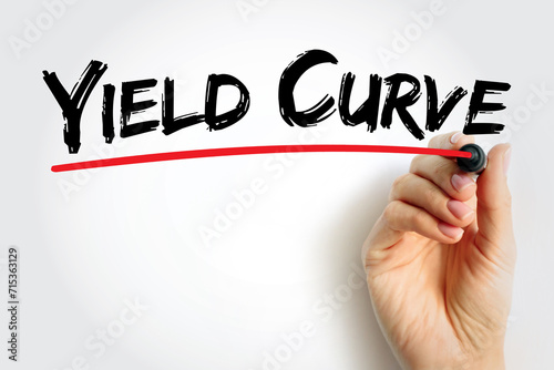 Yield Curve is a line that plots yields of bonds having equal credit quality but differing maturity dates, text concept background photo