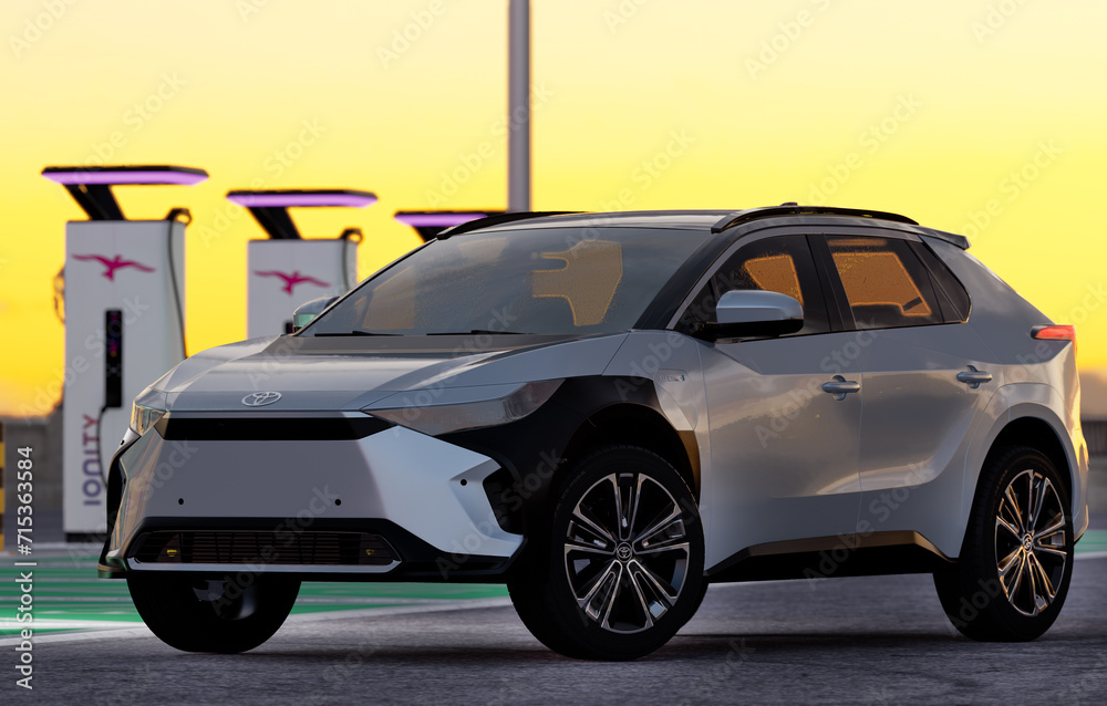 Toyota bZ4X - the brand's first electric car at the Ionity charging ...
