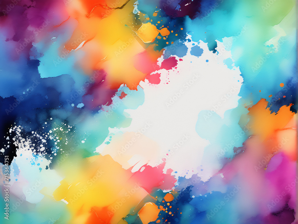 Vibrant Watercolor Art with Colorful Splash and Grunge Texture on a Light Blue and Pink Background, Perfect for Wallpaper and Creative Designs