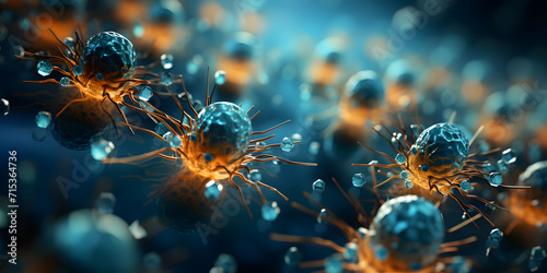 Virus Background. Microscopic View of Floating Virus Cells photo