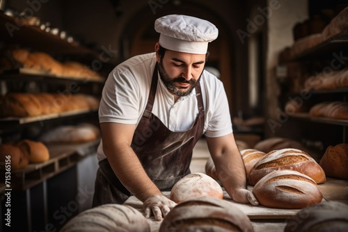 Baker baking bread in bakery