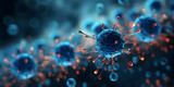 Virus Background. Microscopic View of Floating Virus Cells