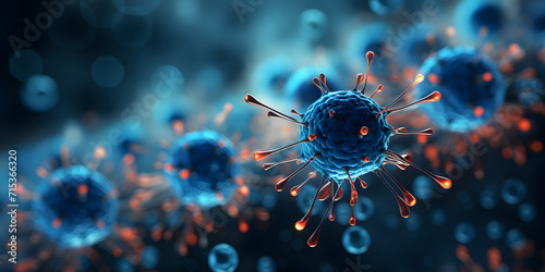 Virus Background. Microscopic View of Floating Virus Cells © Resdika