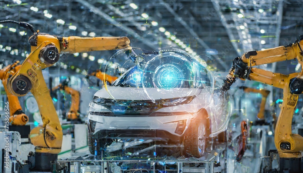 Car Factory Digitalization Industry 4.0 Concept
