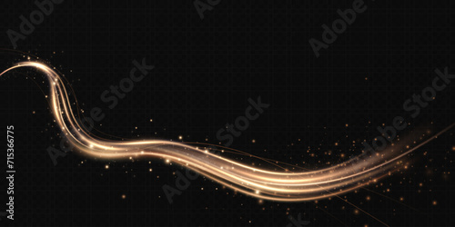 Abstract light speed motion effect.Gold color spiral glow effect.Magic shiny lin	