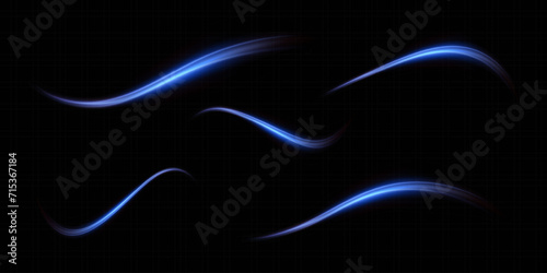Abstract effect of movement with the speed of light. Blue spiral glow effect. Magic shiny line. Neon. Background.