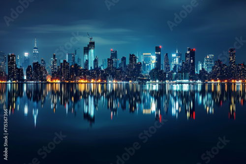 City night scenes and reflections in the water.