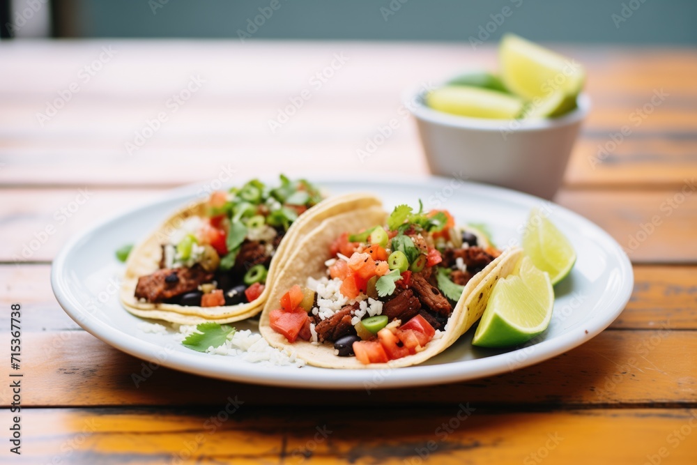 chorizo tacos with a side of black beans and rice chorizo tacos with a side of black beans and rice