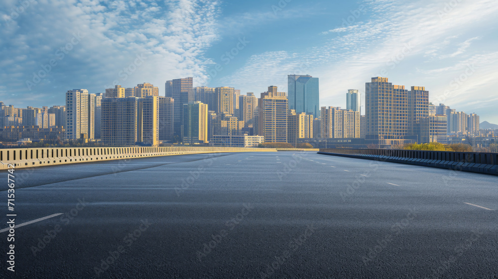 Urban skyline and open roads. Urban skyline and open roads.