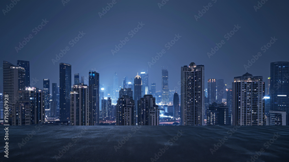 The skyline night view and open platforms of modern cities.
