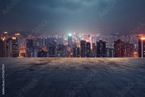 The skyline night view and open platforms of modern cities. #715367954