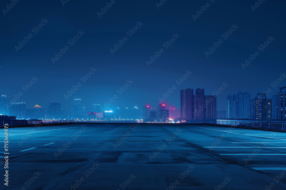 Obraz premium The night view of the city skyline and the open streets.