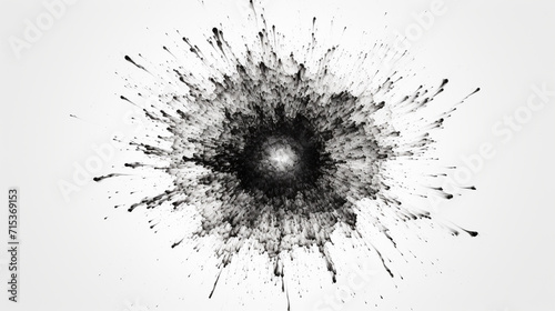 black and white illustration of a circular fire explosion in the middle on a white background  Generate AI.