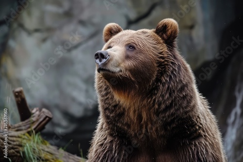 Large Carpathian brown bear portrait. Wild animal. 