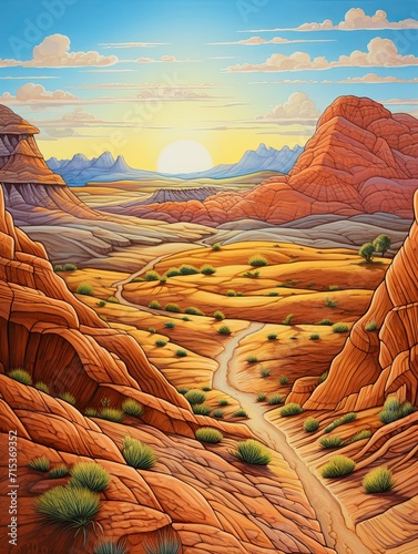 Ancient Desert Landforms: Rolling Hills Art - Desert Contours Scenic Prints