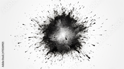 black and white illustration of a circular fire explosion in the middle on a white background, Generate AI.