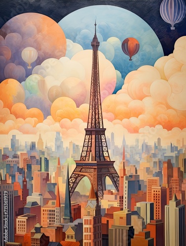 Vintage Painting: Art Deco Cityscapes for Timeless Wall Art