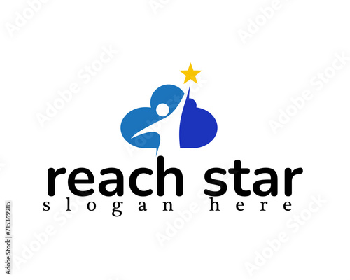 shadow reaching for stars clouds background logo design template