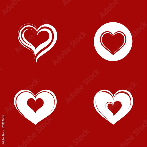  flat design heart icons set hand drawn