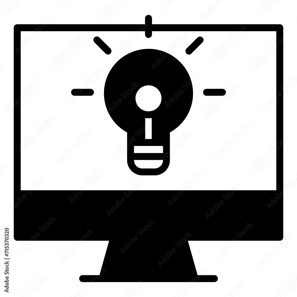 bulb computer Monitor solid glyph icon bulb computer Monitor solid glyph icon