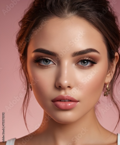 a close-up portrait woman with red lipstick 