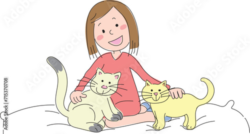 A cute girl who loves her cats.