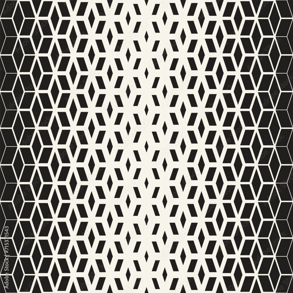 Vector seamless pattern. Repeating geometric elements. Stylish monochrome background design.