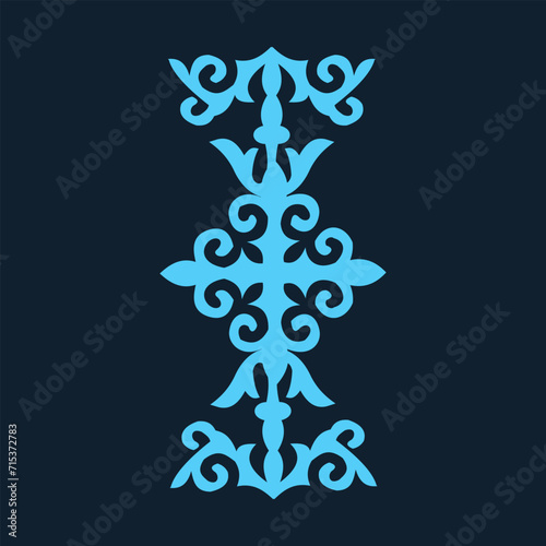 Vintage ornate linear ornaments in Kazakh traditional style. Asian floral designs. Abstract Asian elements of the national pattern of the ancient nomads of the Kyrgyz, Mongols, Kazakhs, Tatars.