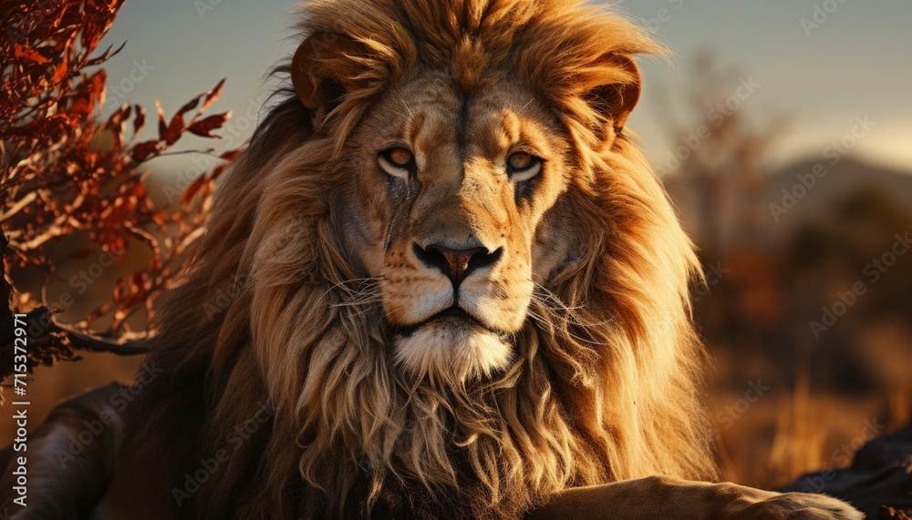 A lion in the African savanna