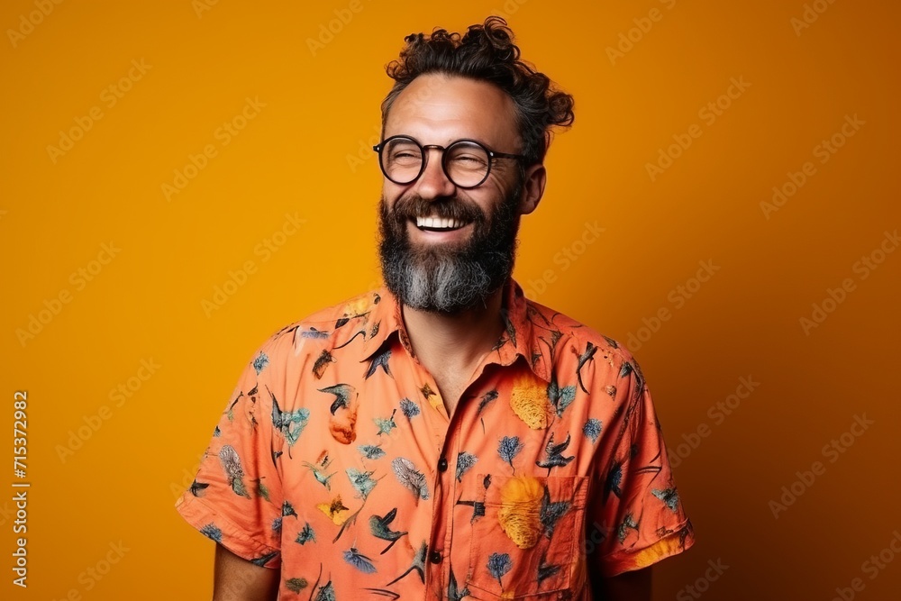 Handsome bearded hipster man with glasses over yellow background. Handsome bearded hipster man with glasses over yellow background.