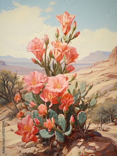 Blooming Desert Florals: Capturing the Timeless Beauty of Vintage Desert Blooms photo