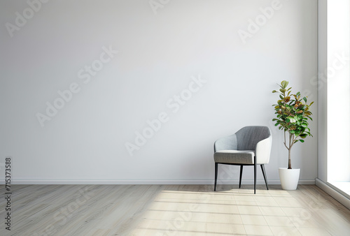 Sparsely Furnished Room With Chair and Potted Plant