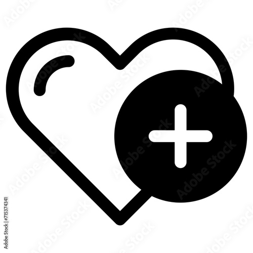 Favorites icon with heart and plus symbol . Vector illustration