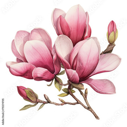 Pink Flowers Painting on White Background  A Delicate Floral Artwork