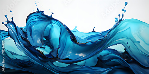 Blue Water Splash Effect. Blue Liquid Floating in the Air