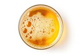 Isolated top view of beer glass on white background.