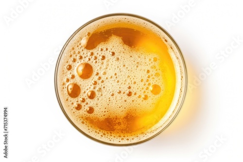 Isolated top view of beer glass on white background.