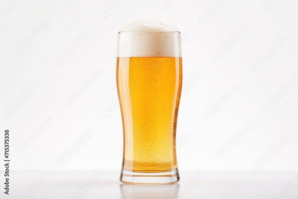White background with light beer glass White background with light beer glass