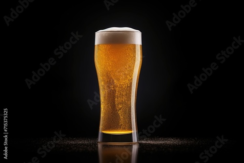 White background with light beer glass