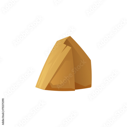Stone rock icon, brown cobblestone or debris of the mountain, one huge stone block, vector boulder for gui game asset