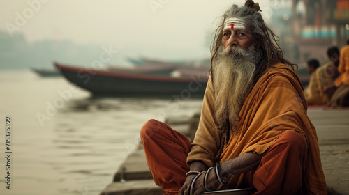 Portrait of sadhu in Varanasi, India photo