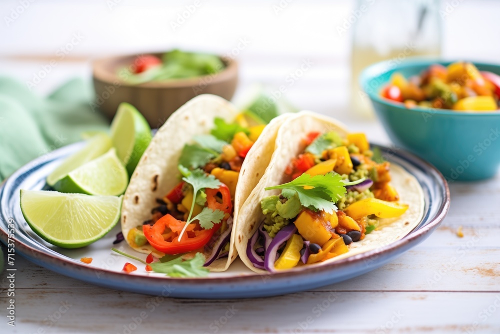 colorful bell pepper vegan taco filling