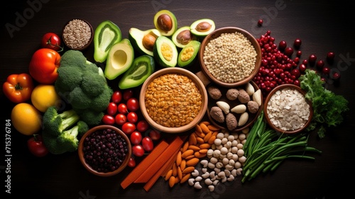 Dietary fiber healthy food shot from above © Stefan