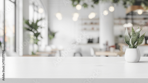 Empty space on a tabletop with modern living room in the background  Banner.