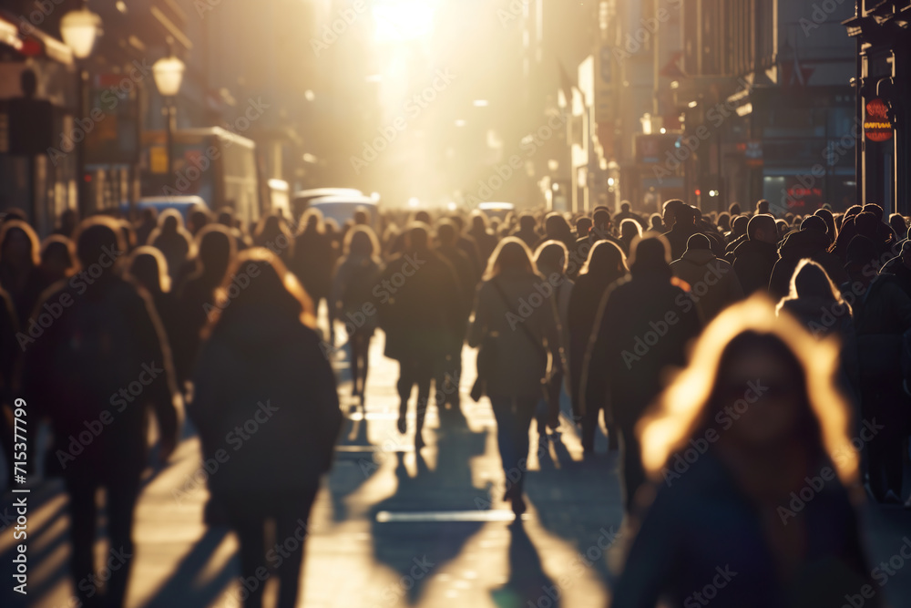 Anonymous crowd of people walking on city street Anonymous crowd of people walking on city street