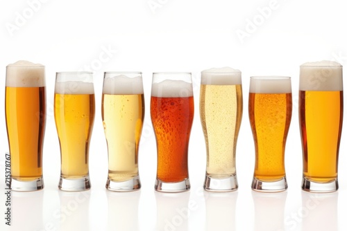Beer glasses on white background.