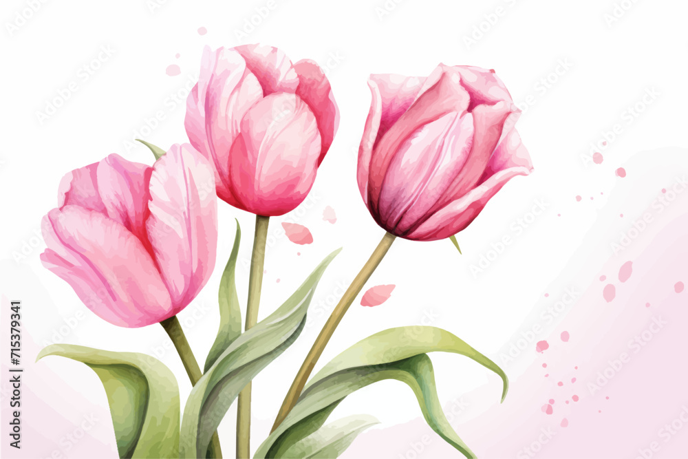 Fototapeta premium Women's Day. Greeting card with tulips. Vector illustration.