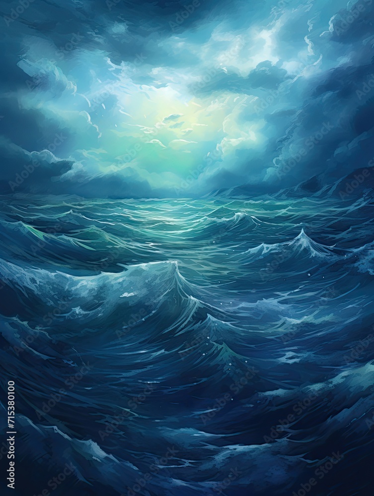Dramatic Ocean Storms Plateau Art Print: High Seas from Above - Overlook Storm